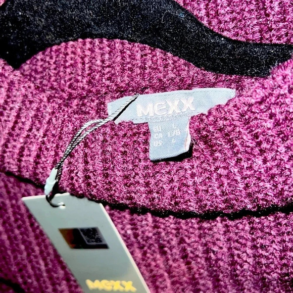 Mexx  purple stitch knit chunky turtle neck sweater Sz L - Picture 3 of 15